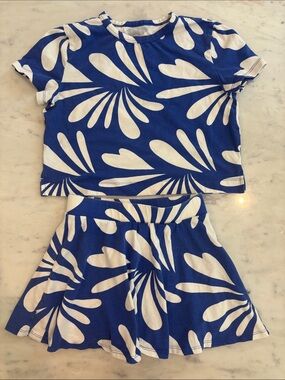 GAP Blue & White Floral Crop Top and Skirt Set
